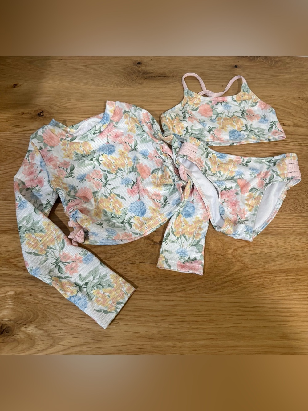 Floral Pastel 3-Piece Girls Swim Set - Jessica Simpson size 5T